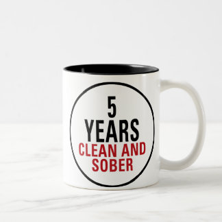 5 jaar Schone en Sober Tweekleurige Koffiemok