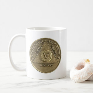 5 Jaar Sober Medallion Munt Gelukkig Jubileum Koffiemok