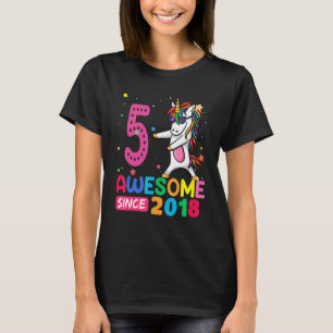 5 jaar Tiener meisjes Unicorn 5e verjaardag 1 T-shirt