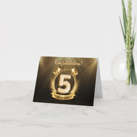 5 Jaar Werknemer Milestone Jubileum Vouw Kaart (Voorkant)