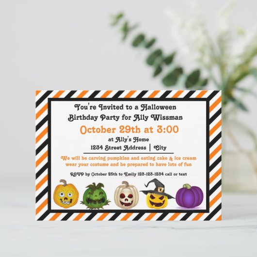 5 Jack o Lanterns - 3x5 Verjaardag Uitnodiging (Staand voorkant)