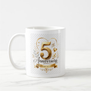 5-jarig jubileum Gouden Elegante Ontwerp Koffiemok