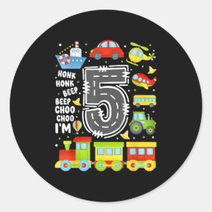 5-jarige jongens meisjes kinderen 5e verjaardag tr ronde sticker