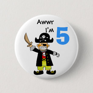 5-jarige piratenjongen ronde button 5,7 cm