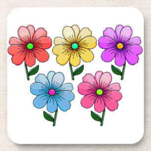 5 kleuren bloemen ontwerp bier onderzetter
