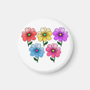 5 kleuren bloemen ontwerp magneet