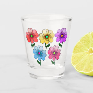 5 kleuren bloemen ontwerp shot glas