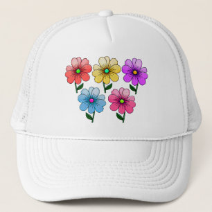 5 kleuren bloemen ontwerp trucker pet
