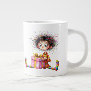 * 5 Kleurrijke Whimsical Kerst BOY Cadeau AP97 Extra Grote Beker