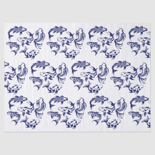 5 Koi Fish Karp DIY kleuren blauw Tissuepapier (Voorkant)