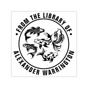 5 Koi Vissen Karp Bibliotheek Boek Naam Zelfinktende Stempel
