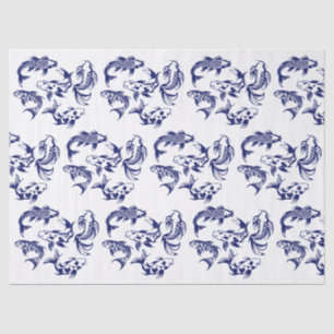 5 Koi Vissen Karp DIY Kleuren Blauw Tissuepapier