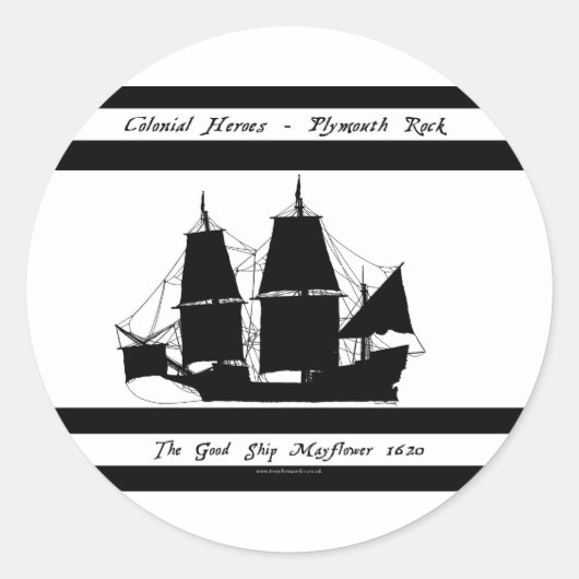 5 koloniale helden van mayflower ronde sticker (Voorkant)