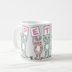 5 Letter-naam met Fun Rabbits Coffee-Mok Koffiemok