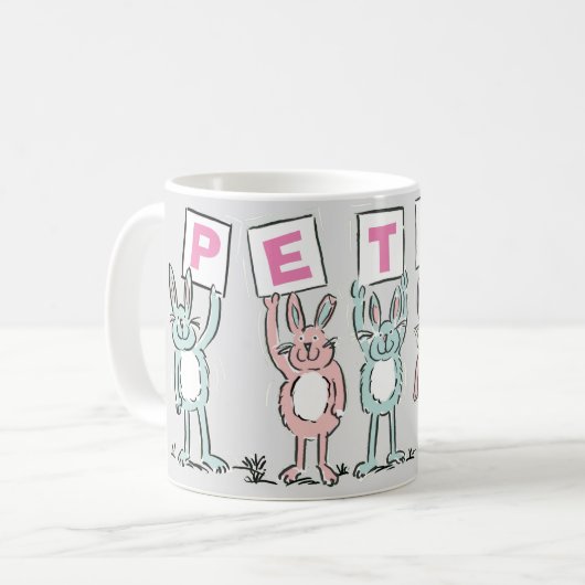 5 Letter-naam met Fun Rabbits Coffee-Mok Koffiemok (Voorkant links)