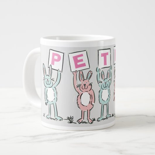 5 Letter-naam met vlinderkonijnen Extra Grote Beker (Voorkant links)