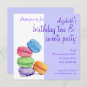 5 Macarons Birthday Uitnodiging (Voorkant / Achterkant)