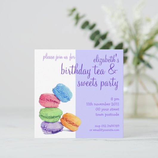 5 Macarons Invitation d'anniversaire (Debout devant)