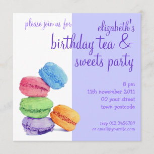 5 Macarons Invitation d'anniversaire