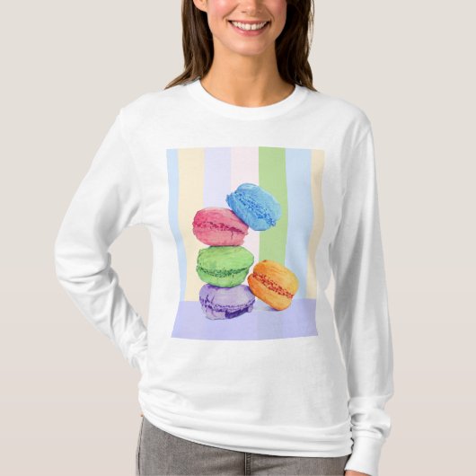 5 Macarons rayures féminin T-shirt (Devant)
