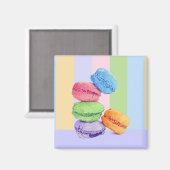 5 Macarons rayures Magnet (Recto/Verso)