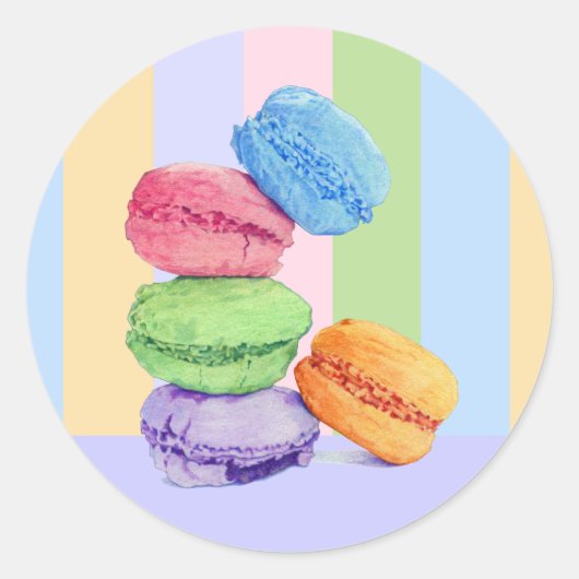 5 Macarons strepen Sticker (Voorkant)