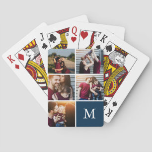 5 Monogram fotogalerie Blauwe Kleurenblok Pokerkaarten