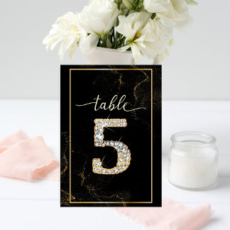 5 Numéros de Table Imprimables Diamant Élégants