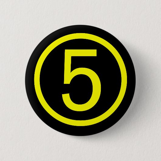 5 - Nummer vijf Ronde Button 5,7 Cm (Voorkant)