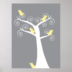 5 Oiseaux Jaunes Impression