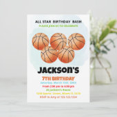5 Orange Basketball Invitations d'anniversaire (Debout devant)