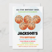 5 Oranje Basketball Birthday-uitnodigingen Kaart (Voorkant)