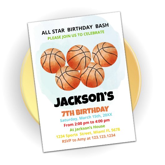 5 Oranje Basketball Birthday-uitnodigingen Kaart