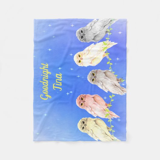 5 pastel uilen Fleece Deken (Voorkant)