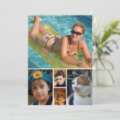 5 photo add message black text flat note card bedankkaart (Staand voorkant)