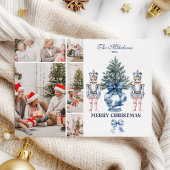 5 Photo Blue Chinoiserie Nutcracker Christmas Feestdagenkaart