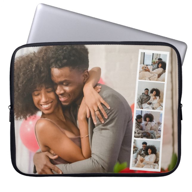 5 Photo Booth Modern Gepersonaliseerd Laptop Sleeve (Voorkant)