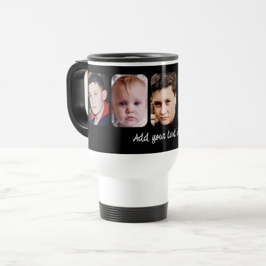 5 photo collage add text black reisbeker (Voorkant links)