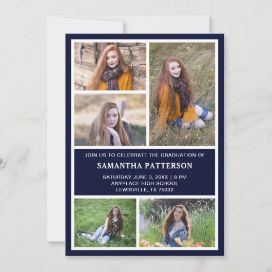 5 Photo Collage Cérémonie de graduation Invitation (Devant)