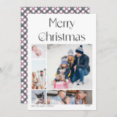 5 photo collage grille élégante carte de Noël (Devant / Derrière)