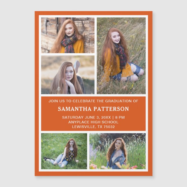 5 Photo Collage Invitation Carte magnétique (Devant)