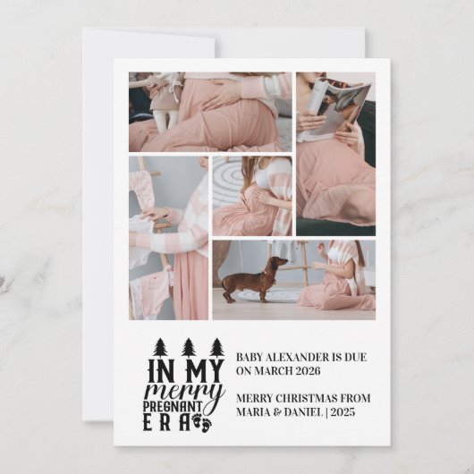 5 Photo In My Merry Pregnant Era Christmas Feestdagenkaart (Voorkant)