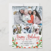 5 PHOTO-kerstfeestmaal roestvrij Feestdagenkaart (Voorkant)