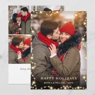 5 PHOTO Merry Kerstmis Gold Sparkle Greep Feestdagenkaart