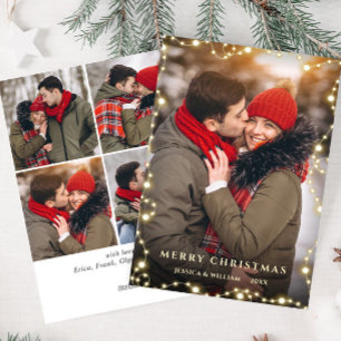 5 PHOTO Merry Kerstmis Gold Sparkle Greep Feestdagenkaart