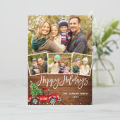 5 PHOTO Retro Kerstmis Rustige Tronkelwagen Feestdagenkaart (Staand voorkant)