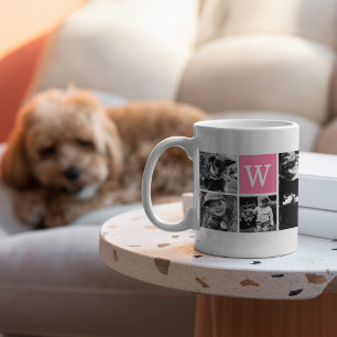 5-Photo Sjabloon Roze Monogram Koffiemok