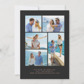 5-Photo Teal Blue Rose Gold Agate Dark Wedding Kaart (Achterkant)