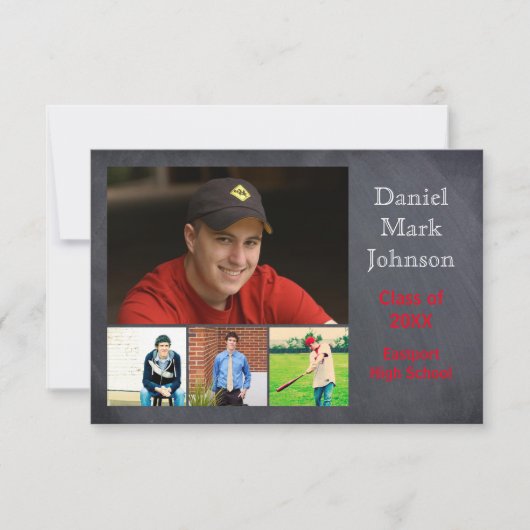5 Photos Collage - 3x5 Faire-part de graduation (Devant)