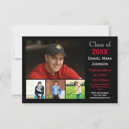 5 Photos Collage - 3x5 Faire-part de graduation (Devant)